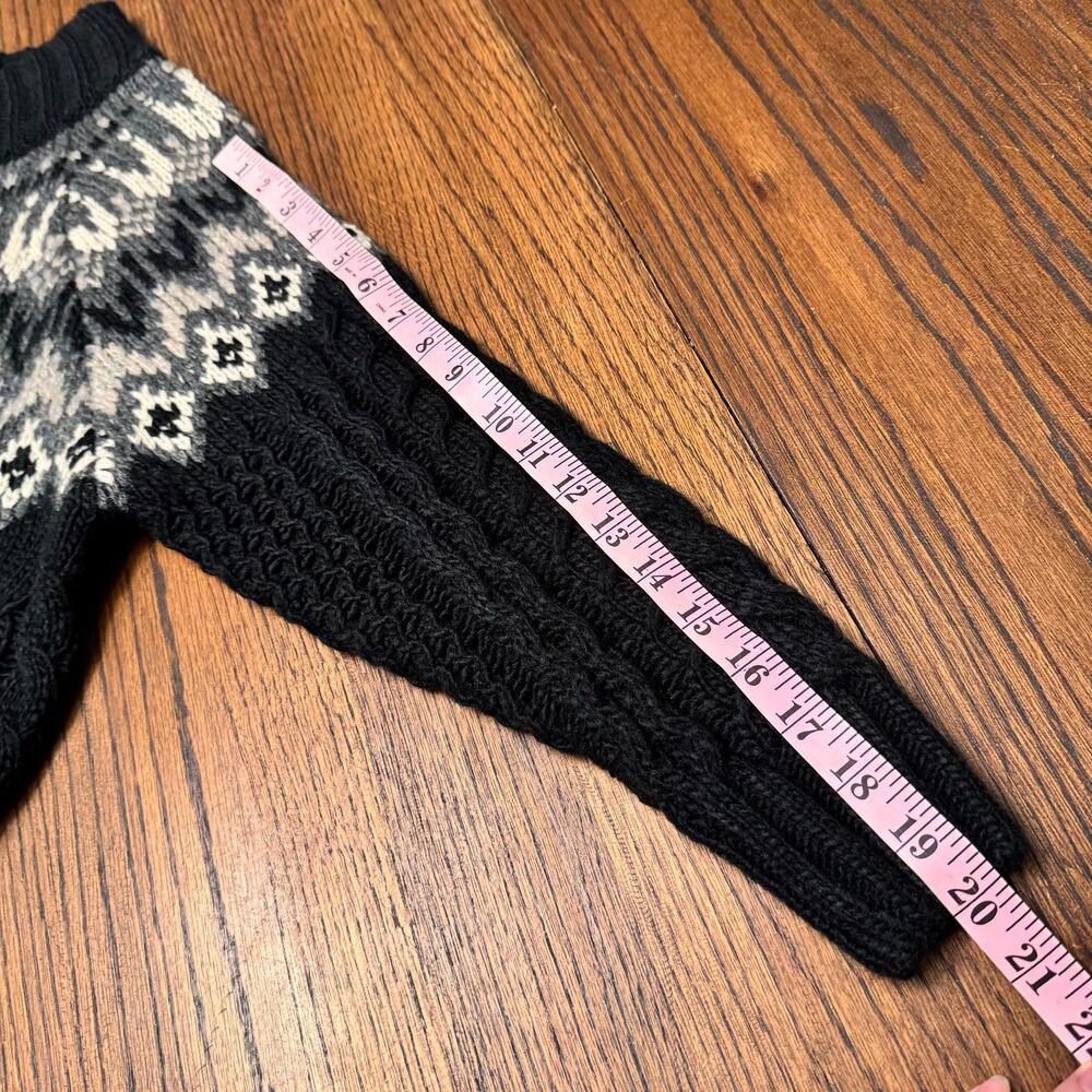John + Jenn Fair Isle Knit Sweater XS Black White Nordic Pullover Grandpacore - Picture 10 of 10